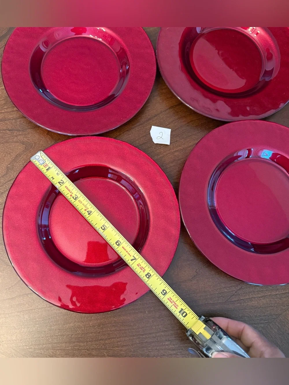 Set of 4 Vintage Pier 1 Imports Ruby Red 8.25” Glass Salad / Dessert Plates - #2